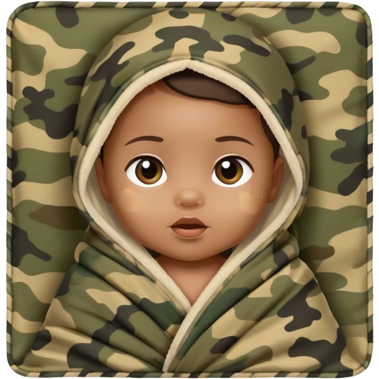 Baby girl wrapped in a camo blanket ￼ emoji