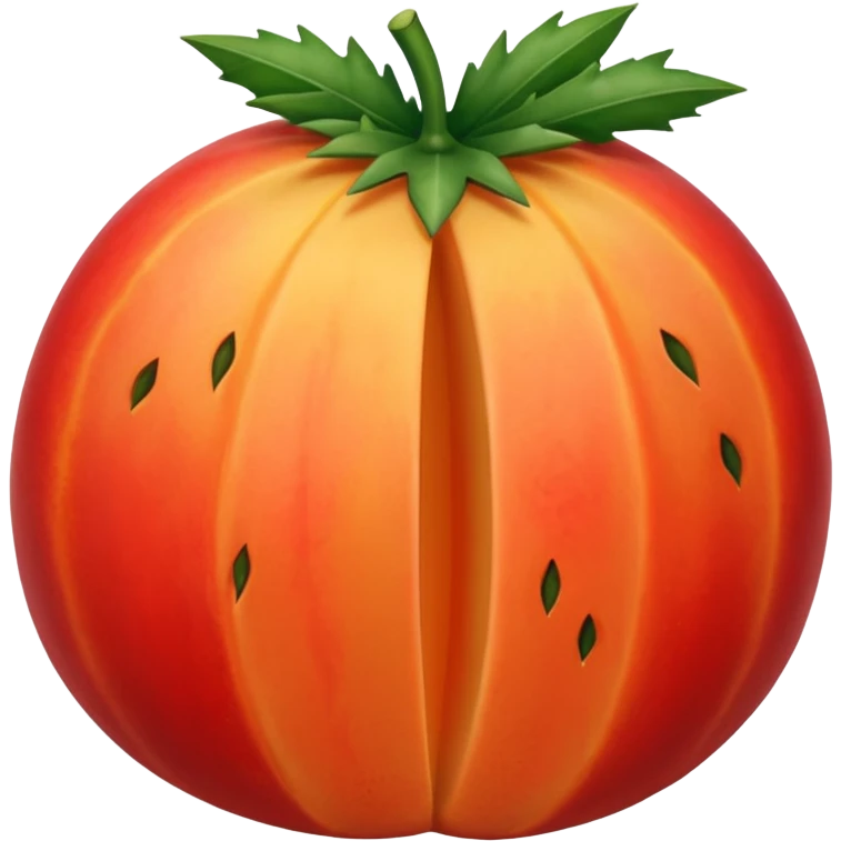Stenocereus genus fruit without spikes, red, round, without top leafs instead something like a cantaloupe red mark where the fruit was cut emoji