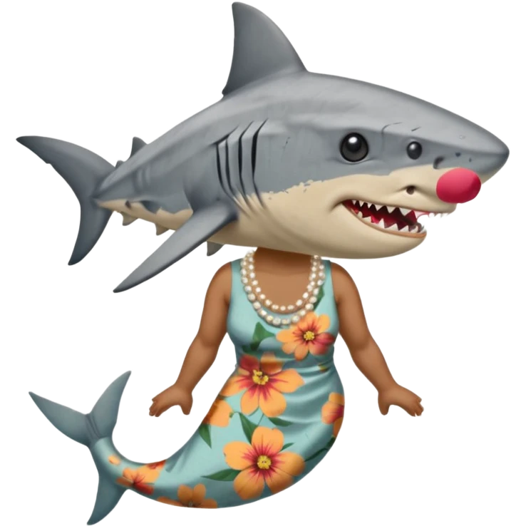 create me a slack emoji of a very old tiger shark dressed like a grandma emoji