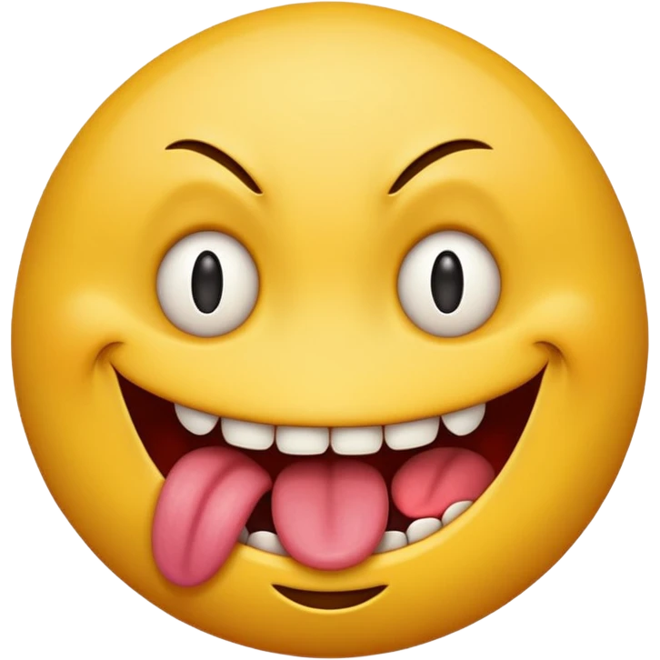 Insane smiley face who’s greedy and has beady tired eyes evil with tongue out  emoji