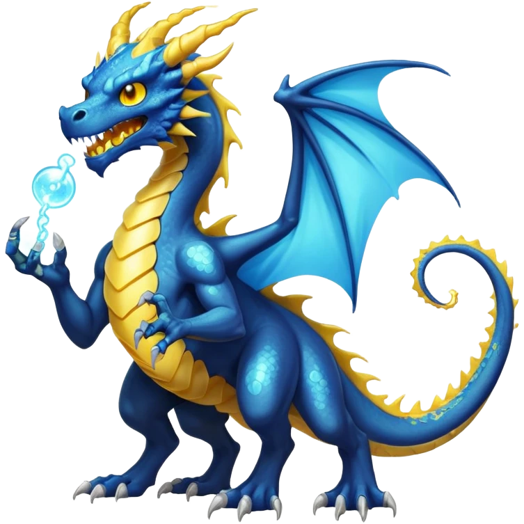 a electric bone dragon with bue teeth, yellow eyes, electricity breathing bubbles (full body) magic powers emoji