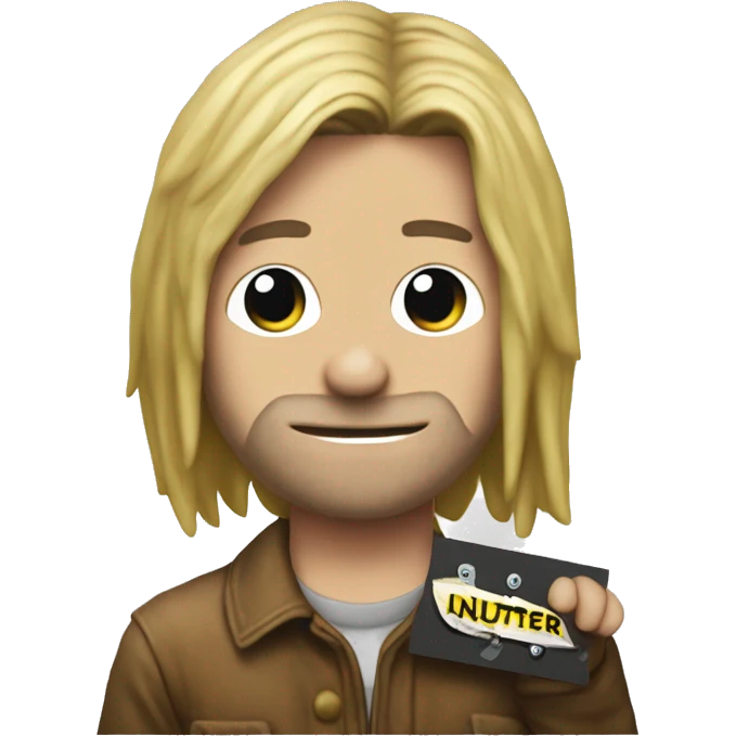 kurt cobain holding a sign saying nutter emoji