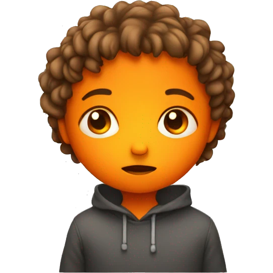 sad kid in a bright orange  emoji