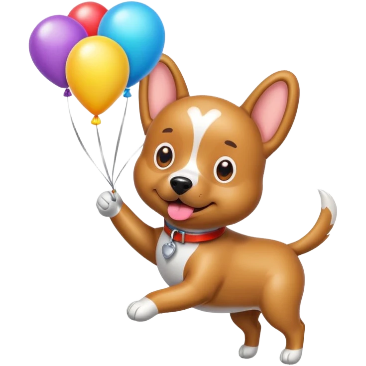 dog shaped flying balloons emoji