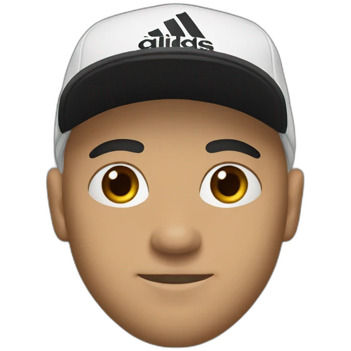 man with a black adidas cap with white logo emoji