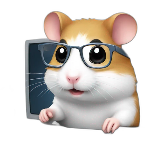 Nerd Hamster programming in a computer emoji