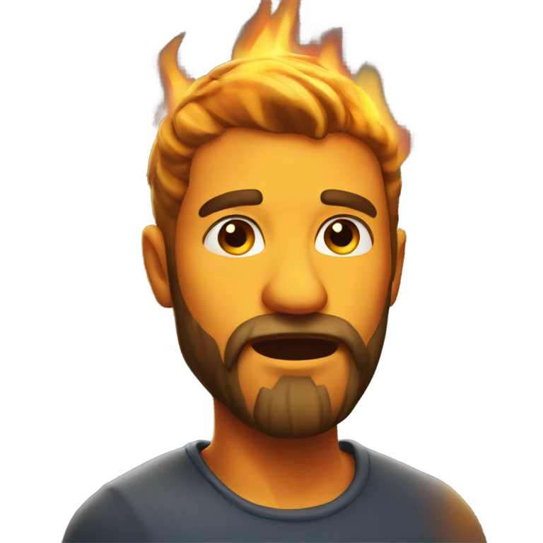 realistic male with beard breathing fire emoji