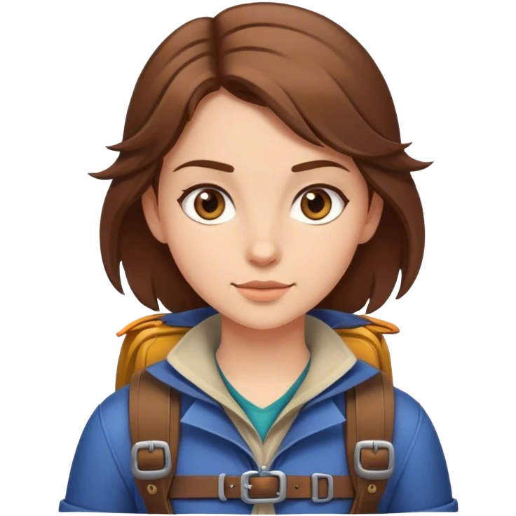 Adventurer girl with brown hair emoji