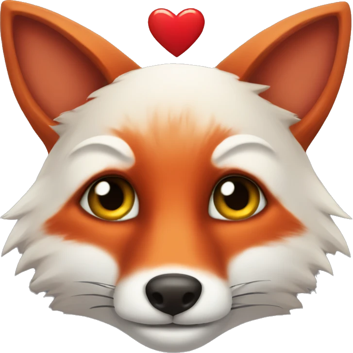 deep lush red fox face with tiny red heart instead of eyes emoji