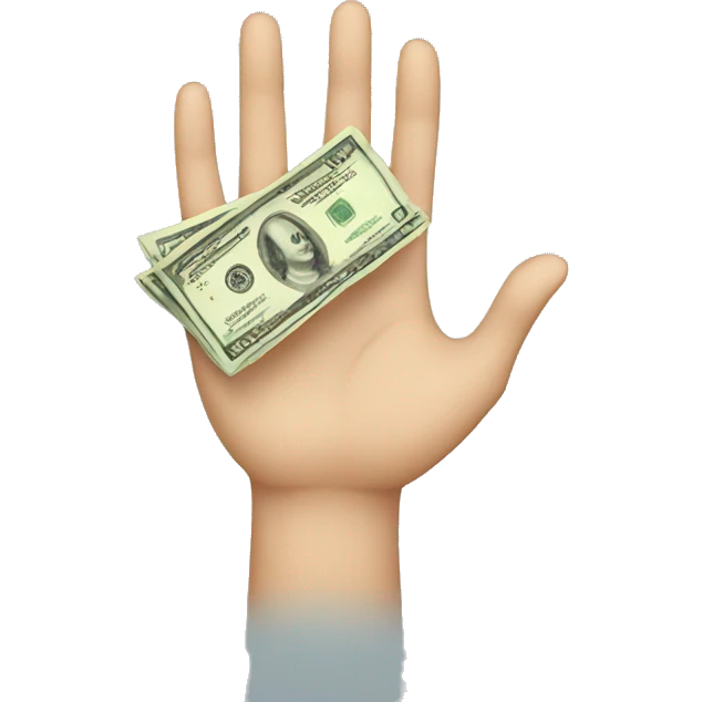 Hand with money emoji