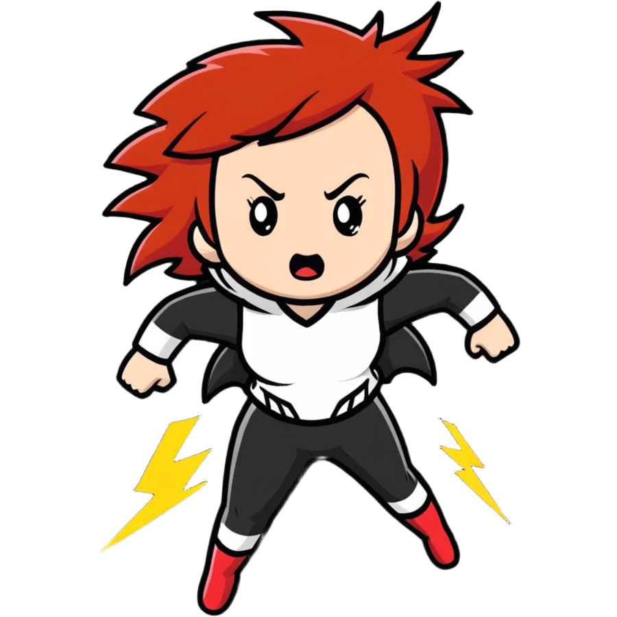 redhead girl furious with lightning bolts emoji