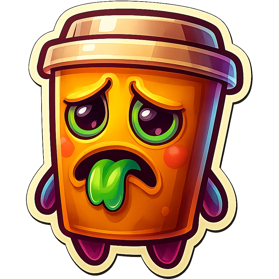 Tall coffee cup, disgusted, sick emoji