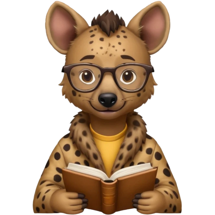 kitap okuyan gözlüklü sırtlan emoji