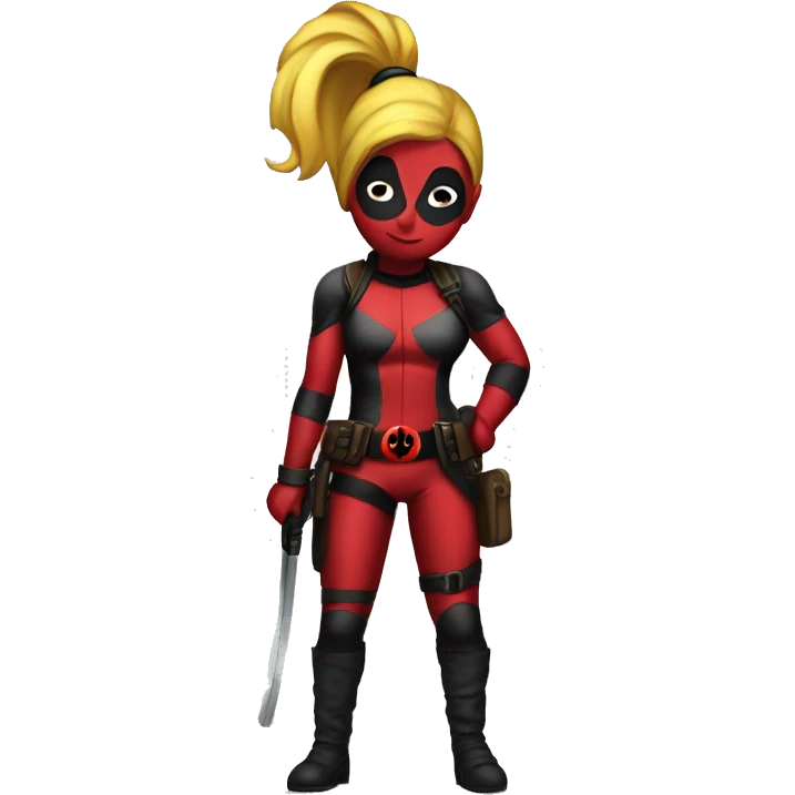 lady deadpool with a high yellow pony tail emoji