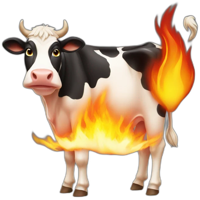 Cow with fire emoji