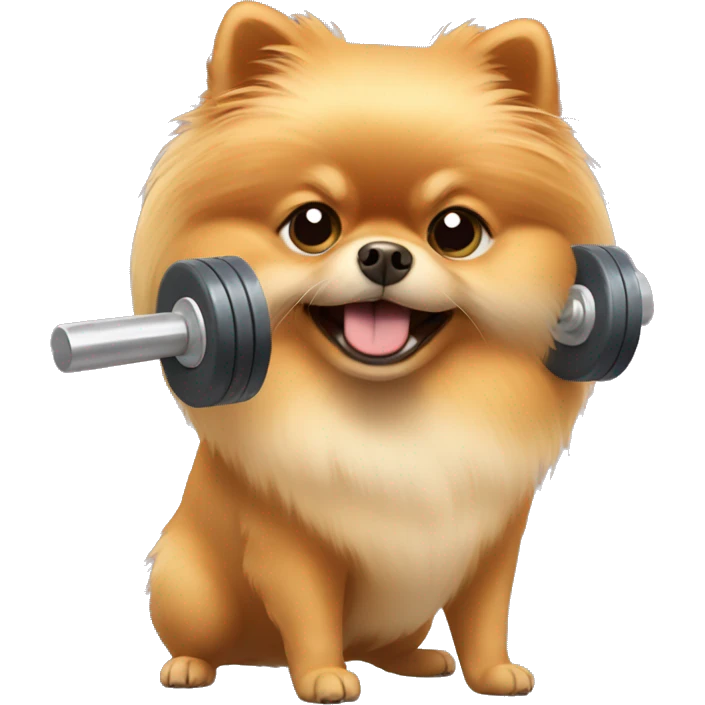Pomeranian lifting weights emoji