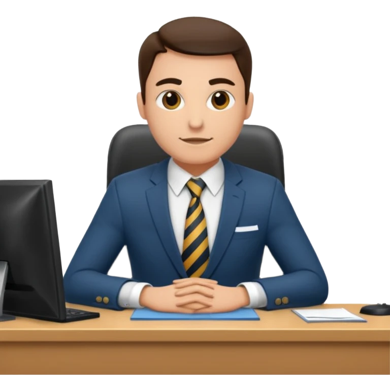 un recruteur à son bureau en face d'un candidat tourné de 3/4 emoji