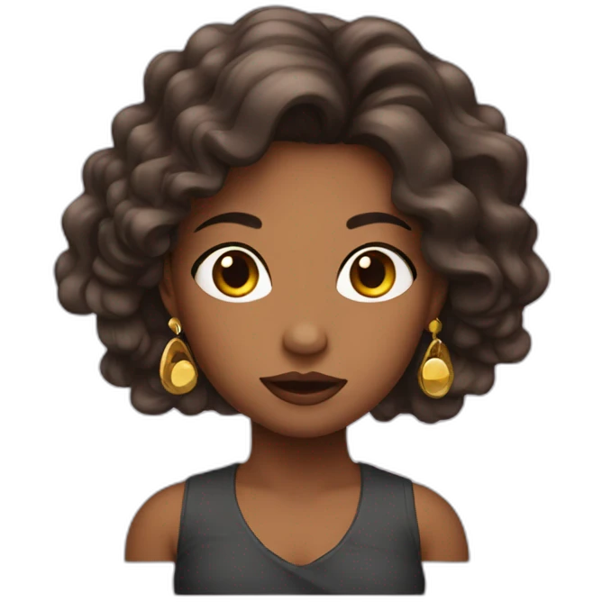 Sassy girl with big earrings and long hair emoji