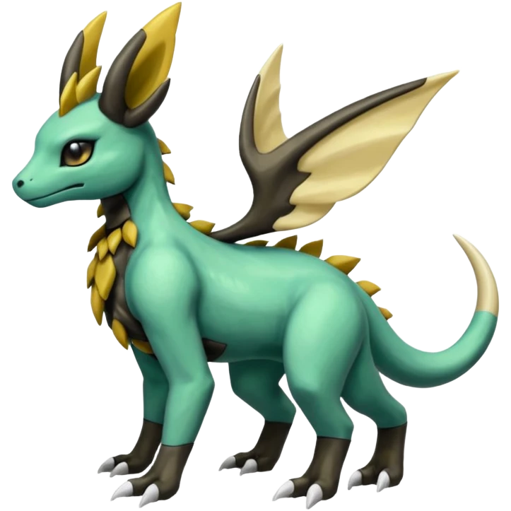 Shiny Iridescent Dusknoir-Cubone-Salandit-Leafeon-Fakémon-hybrid-creature (full body)  emoji