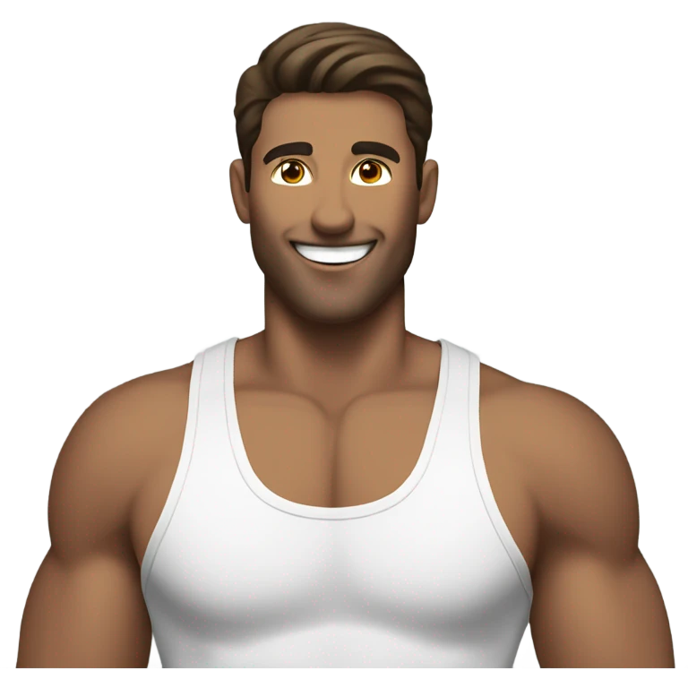 white brunette fit man happy emoji