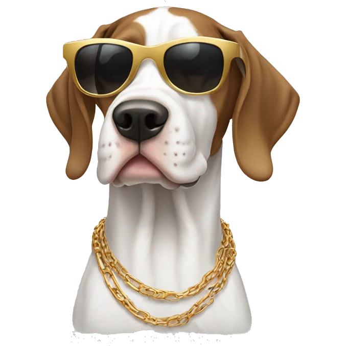 English pointer wearing sunglasses and gold chain emoji