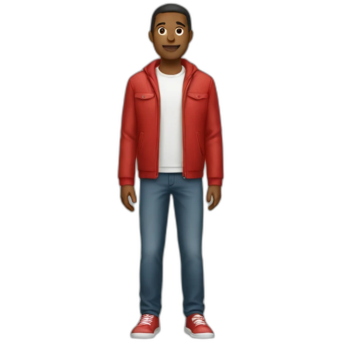 Man wearing red full body emoji