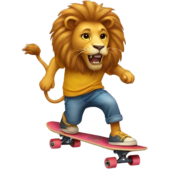 Lion riding a skateboard emoji