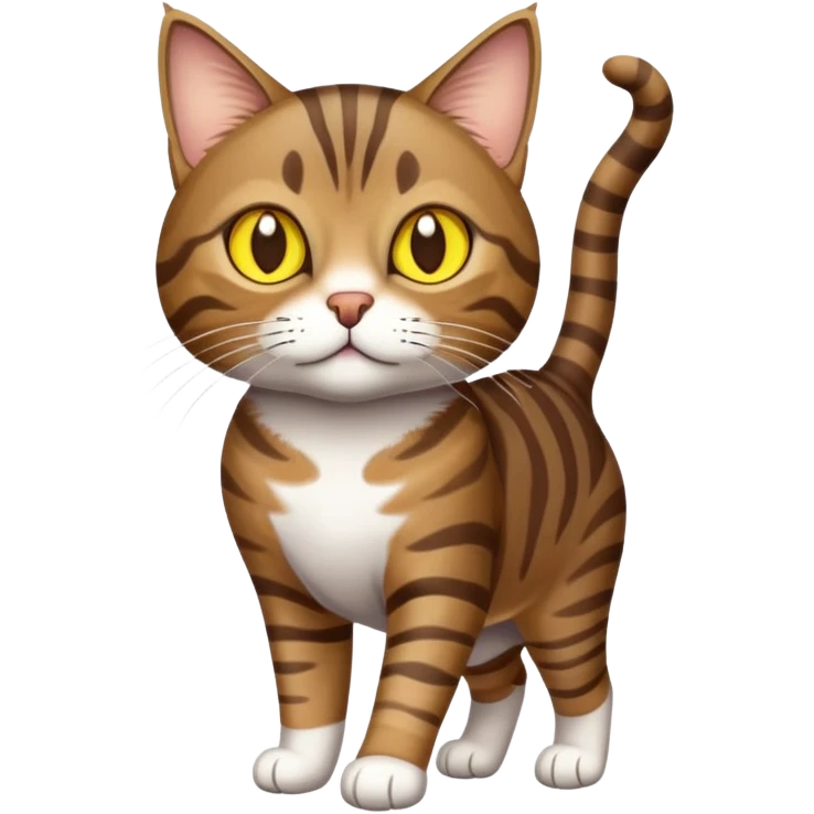 Brown tabby with yellow eyes walking emoji