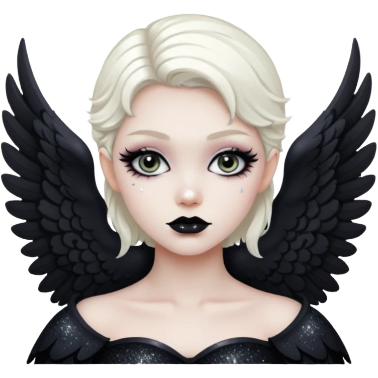 Glitter White Dark Angel emoji