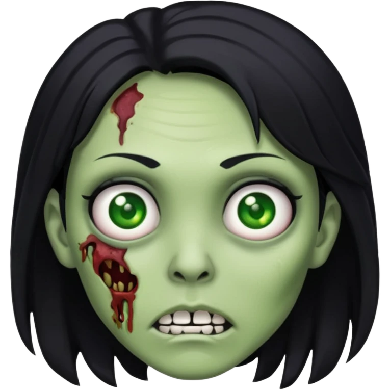 zombie with black hair, green skin emoji