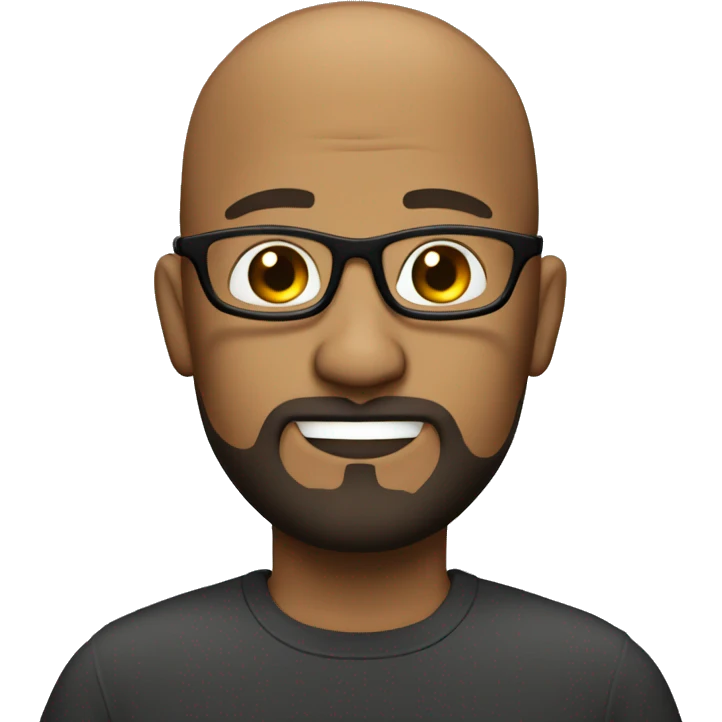big head Bald brown guy with goatee beard with glasses emoji