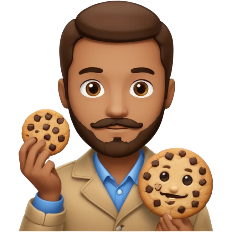 male portrait with facial hair handing you a cookie emoji