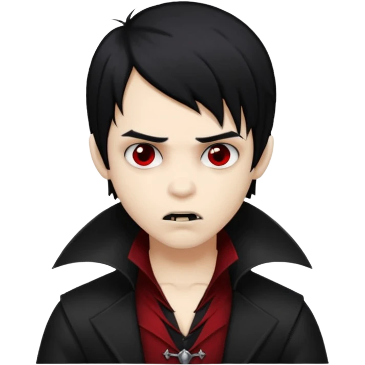 Boy, Vampire, Black Hair, medium long, emo, dark, spooky, clear brown skin emoji