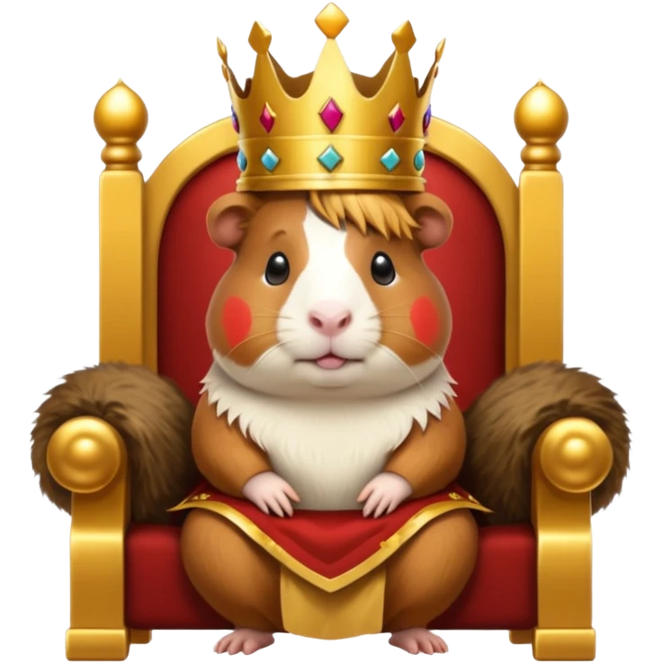 guinea pig king sitting on a throne with a crown emoji