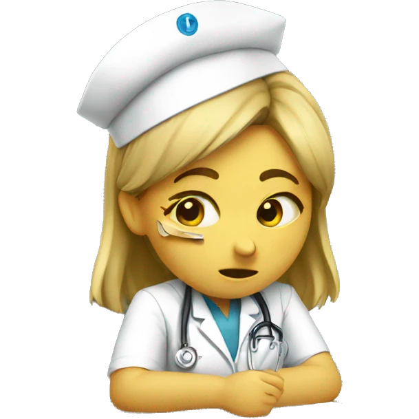Student nurse taking an exam while crying emoji