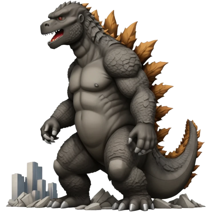 King Kong vs Godzilla with destroyed buildings in the background emoji