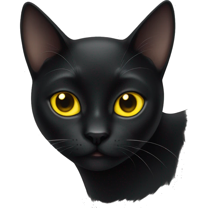 black cat face with yellow ish eyes emoji