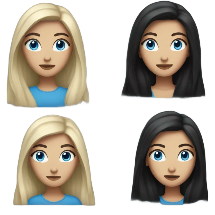 woman with black long hair and blue eyes emoji