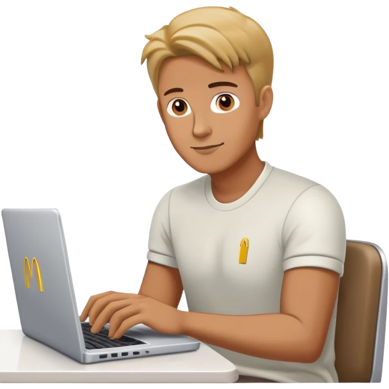 man on laptop in mc donalds emoji