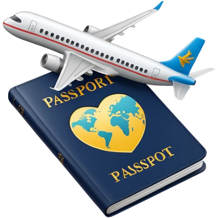passport and airplane tickets, Apple emoji style, colors #173e12 and #c1a793, no text emoji