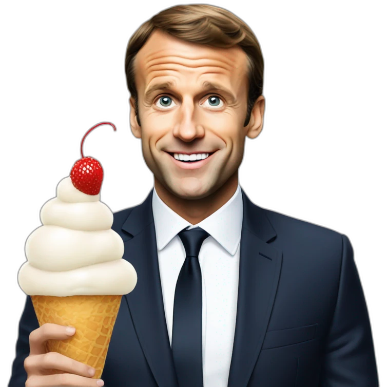 Emmanuel Macron with ice cream emoji