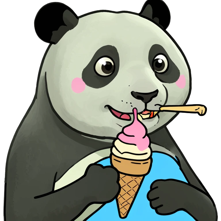 Panda eating ice cream emoji