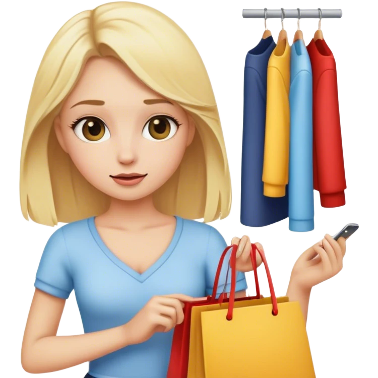 Blonde girl shopping for clothes  emoji
