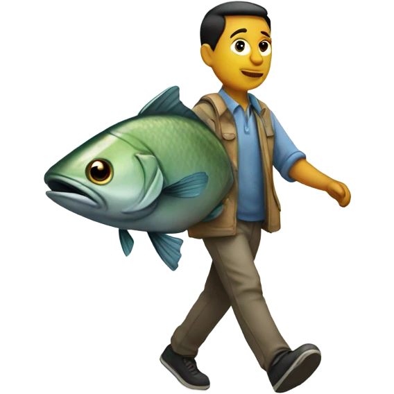 Walking a fish emoji