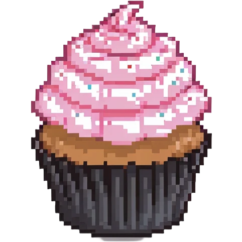 cupcake with pink icing, simple design emoji