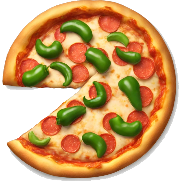 pizza with pepperoni and green peppers emoji