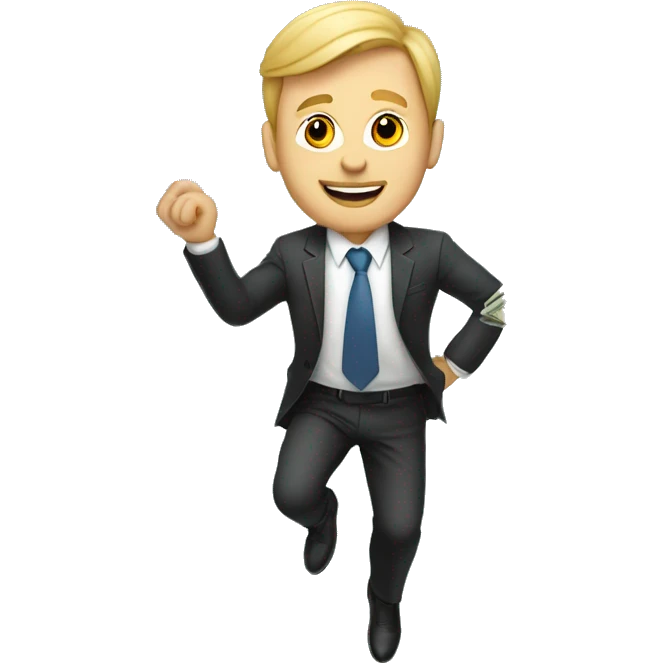 A rich guy in suit flying money  emoji