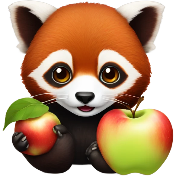 Red panda with apple  emoji