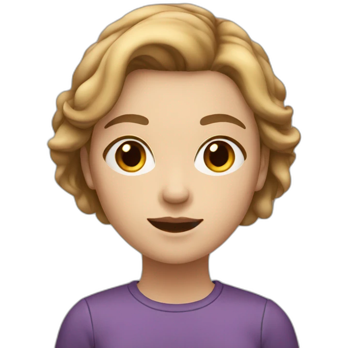 white female teenager with short light brown hair and big cheecks emoji