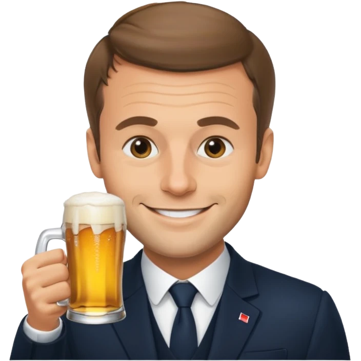 Macron qui boie une biere emoji